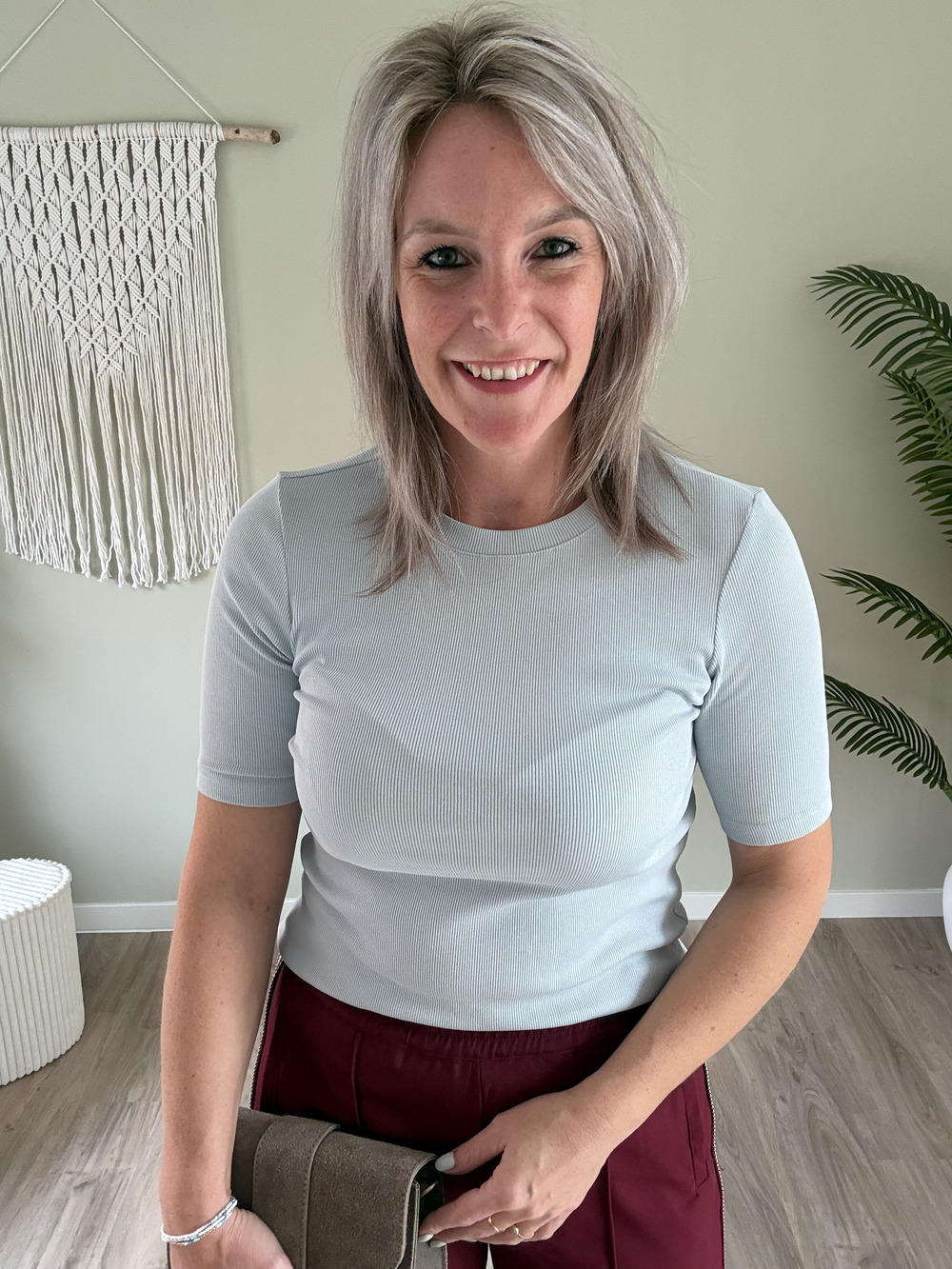 Ribbed tee blauw