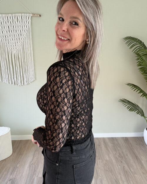 Lace-top zwart