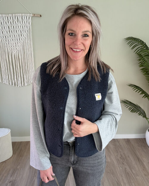 Teddy gilet embleem navy