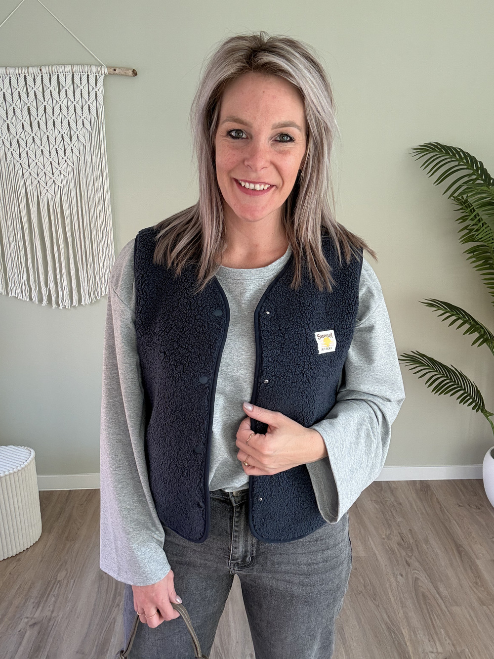 Teddy gilet embleem navy