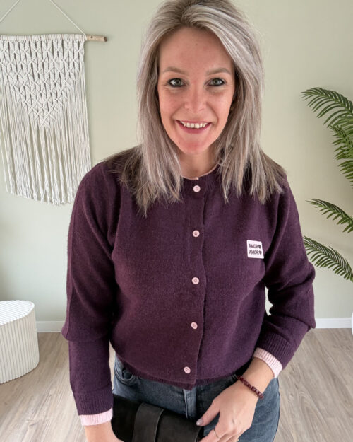Sweatervest bordeaux-roze