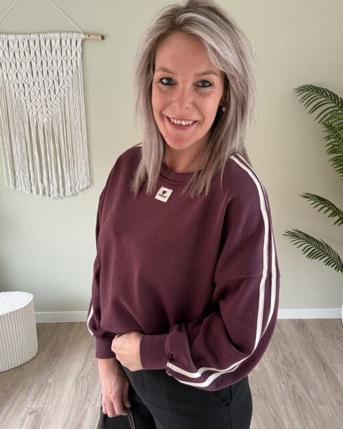 Sweater met strepen bordeaux