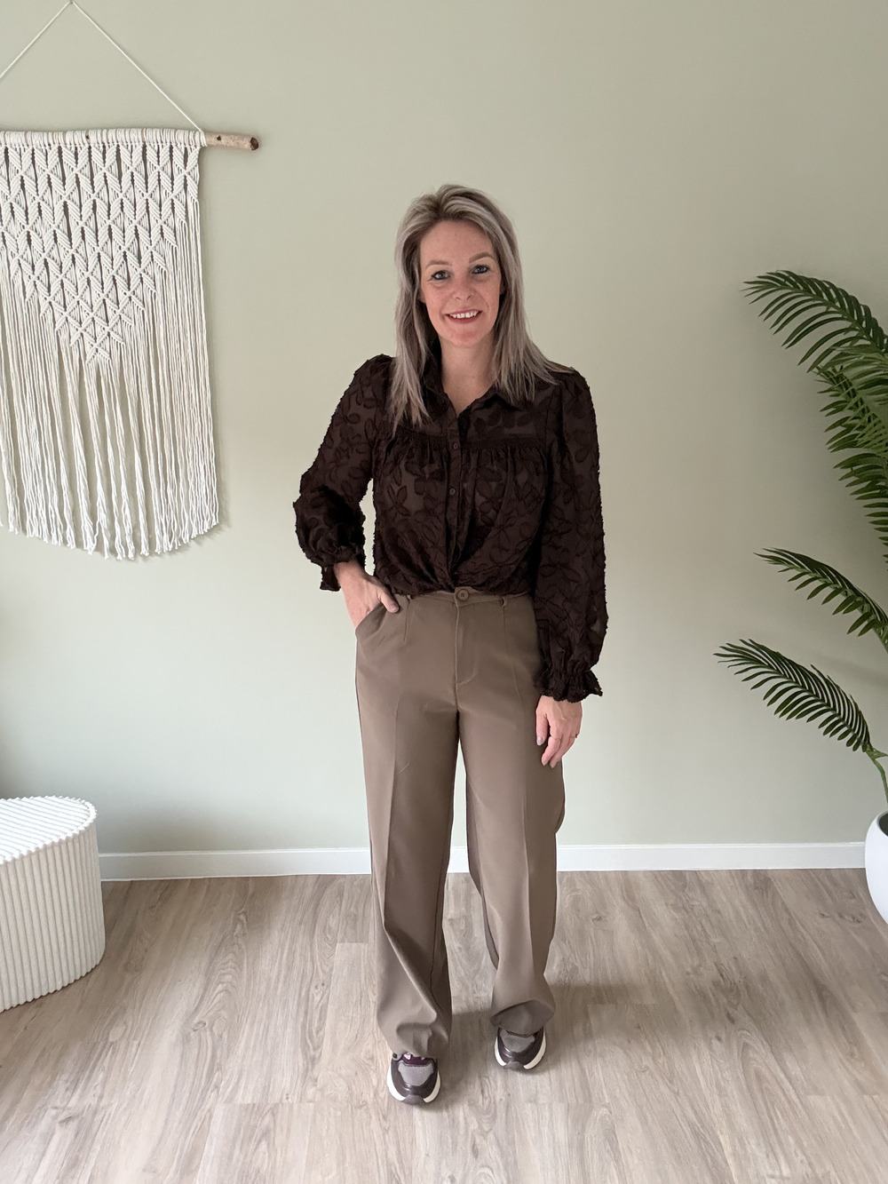 Pantalon donker taupe - Afbeelding 3