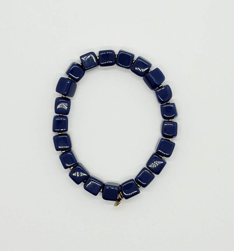 Kleine kralenarmband navy