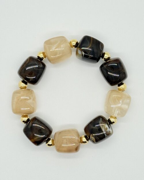 Kralenarmband bruin-beige