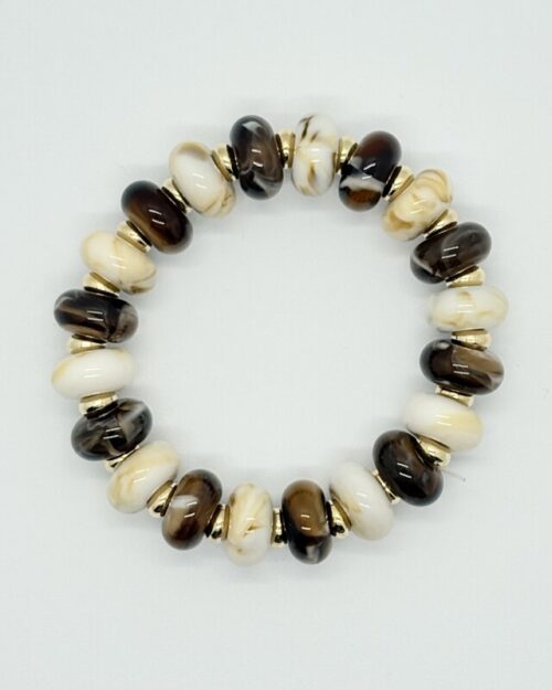 Kralenarmband bruin-mix rond