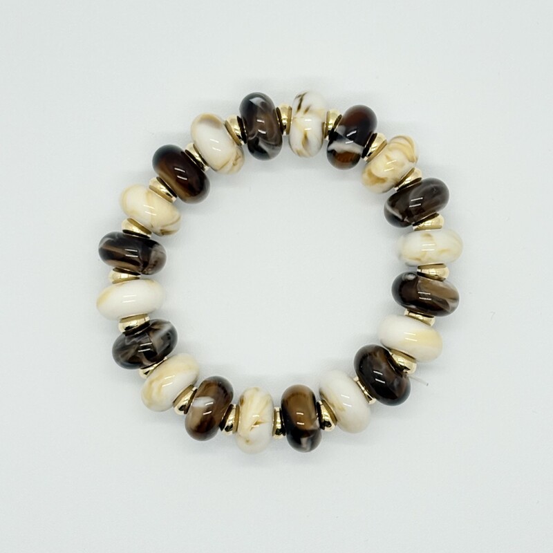 Kralenarmband bruin-mix rond