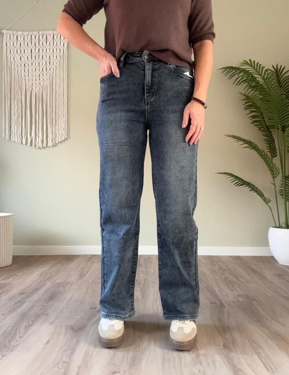 Wide leg jeans donkere wassing